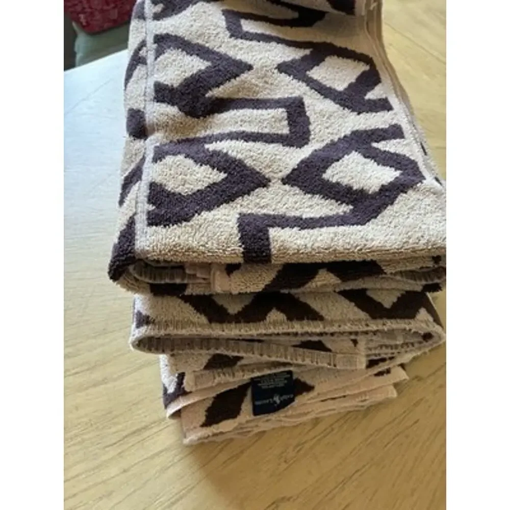 Vtg 80s Ralph Lauren Bath Towels Lot 3 Chevron Geometric Aztec Brown 27x48’ USA